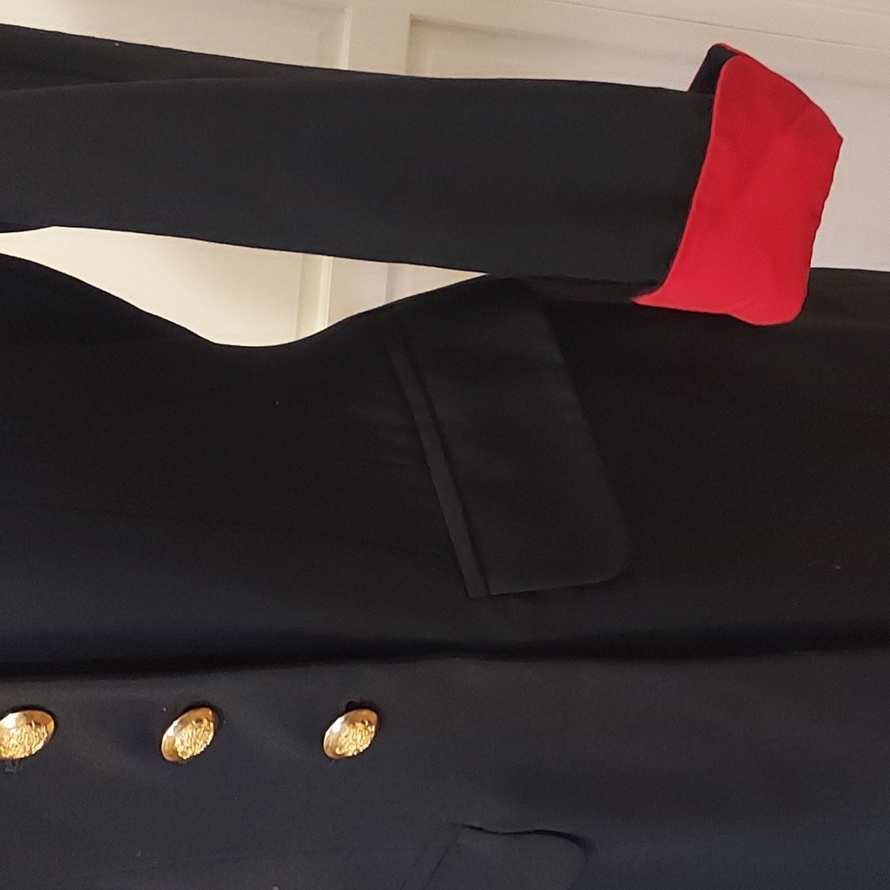 Escada Designer Suit Jacket Blazer Navy Red Size 34 Vintage - Picture 4 of 15